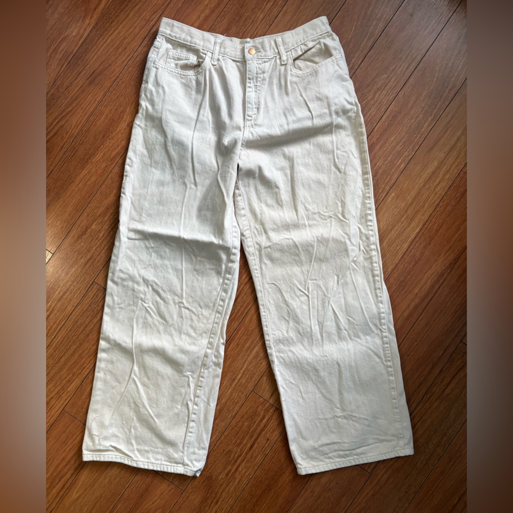 Cream Wide Leg Jeans
